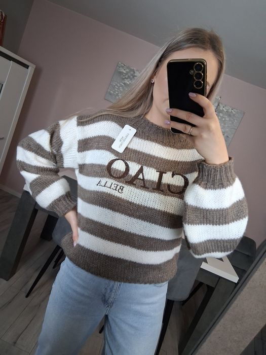 Sweter w paski okazja nowy uniwersalny