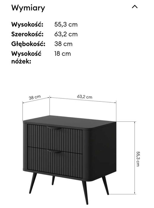 Szafki nocne czarne ryflowane