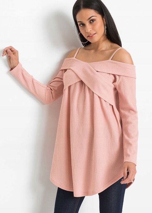 Bluzka różowa odkryte ramiona długa r.36/38