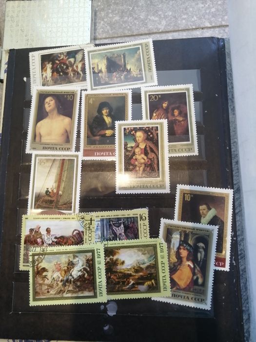 альбом с марками, фауна, живопись, абстракция, морские, юбилейные, нач