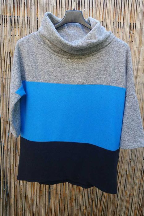 ORSAY sweter sweterek paski szary niebieski golf modny 36/S