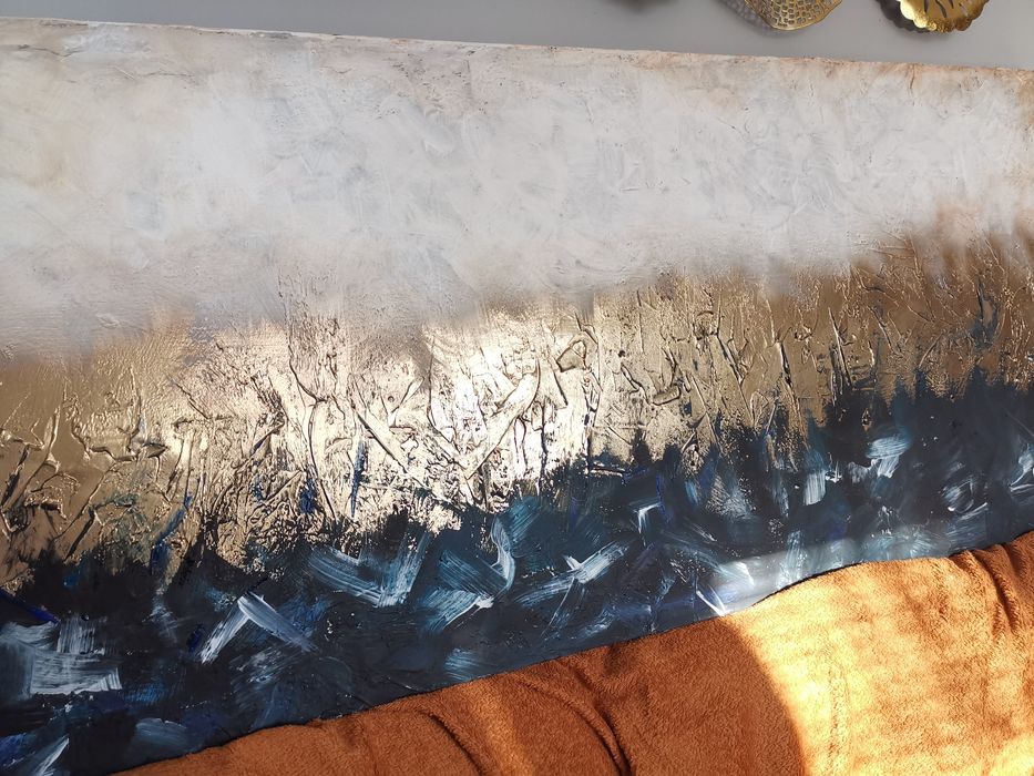 Duży (152x60) obraz strukturalny abstrakcja