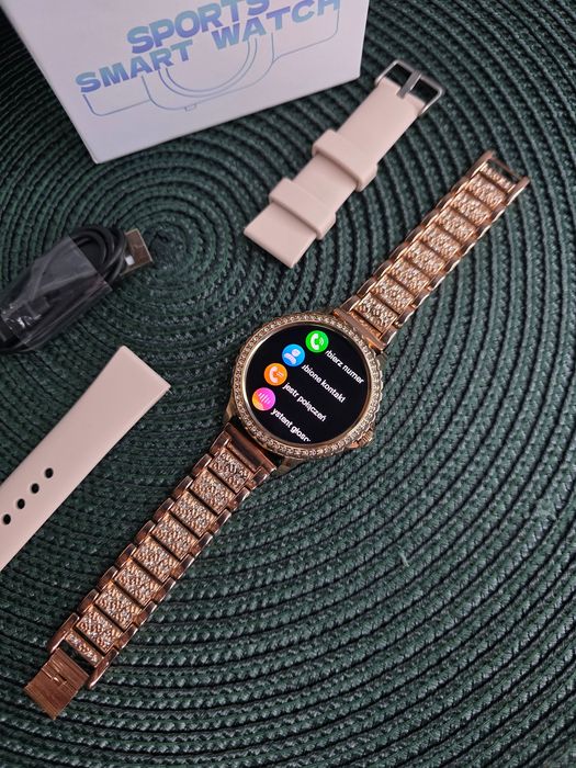 Złoty Smartwatch Damski LIGE 8gen Połączenia Bluetooth 2 paski NOWY
