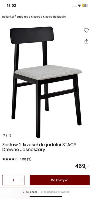 Krzesło drewniane, tapicerowane do jadalni, marki beliani