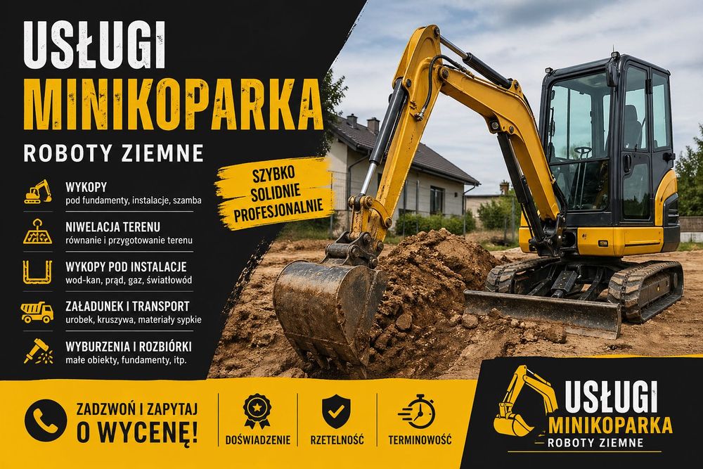 Usługi minikoparką + wywrotka | KOMPLEKSOWO | Poznań