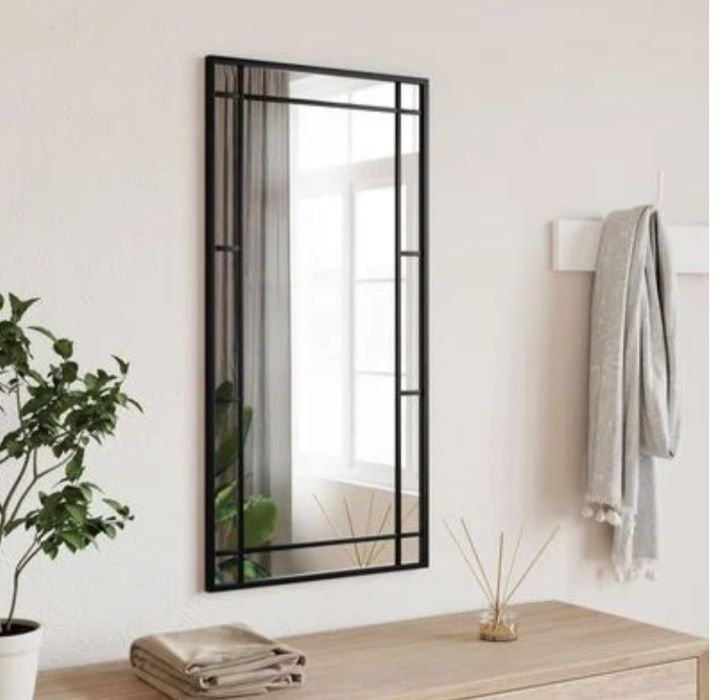 Lustro ścienne, czarne, 40x80 cm, prostokątne