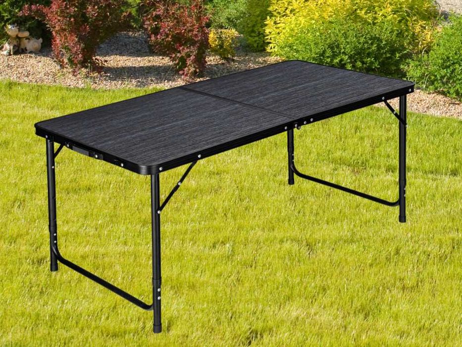 Stół Turystyczny Kempingowy Aluminiowy Składany Walizka Czarny 120x60