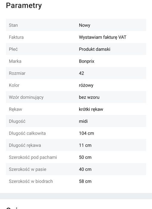 Sukienka ciążowa przed kolano Bonprix różowy r. 36/38