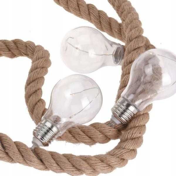 Girlanda lampion jutowa na sznurze lina żarówki LED dekoracje do domu