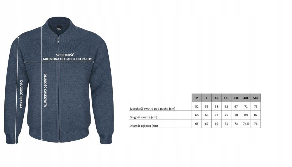 Modny bawełniany sweter męski - GRANATOWY MELANŻ 4XL