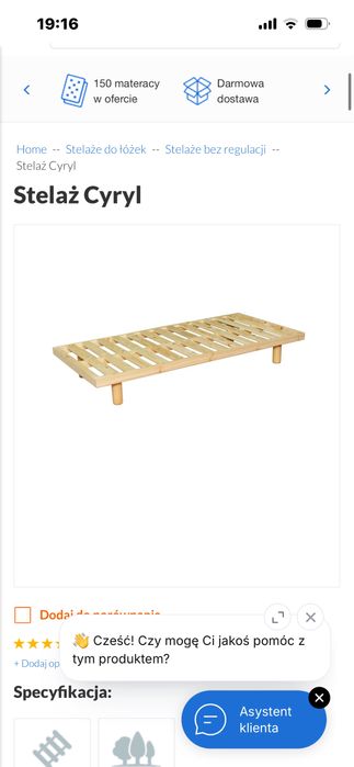 Stelaż do łóżka cyryl 90/200