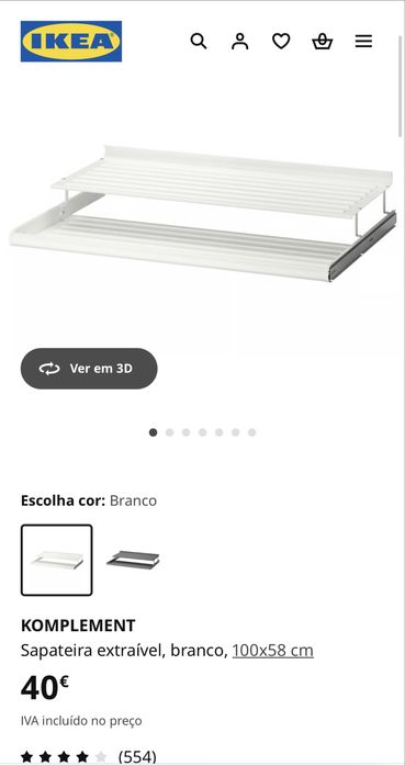 IKEA Sapateira extraivel, branco 100x58 Ref. 002.574.63