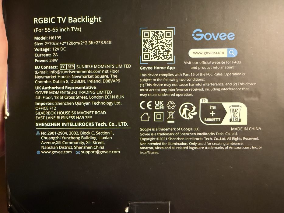 Govee RGBIC TV Backlight 55-65 cali