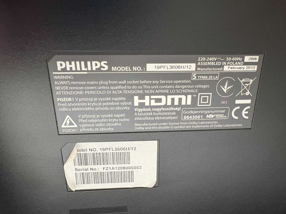 TV Philips 19" (Philips 19pfl3606h/12)