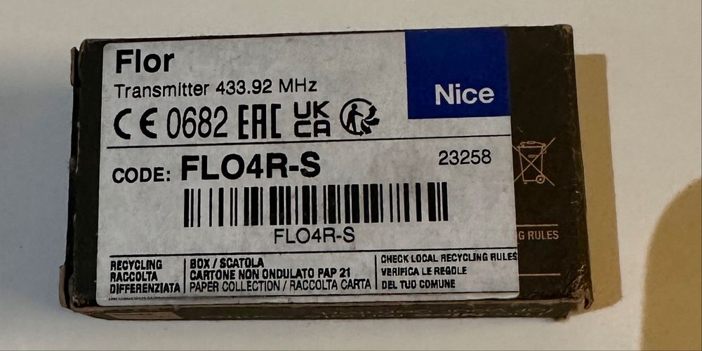 Nice Remote Control (Gate or Roller Shutter)64739301940483123