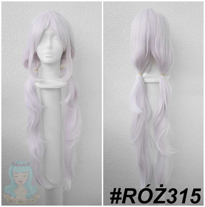 Vanilla Nekopara długa różowa biała peruka z kitkami cosplay wig