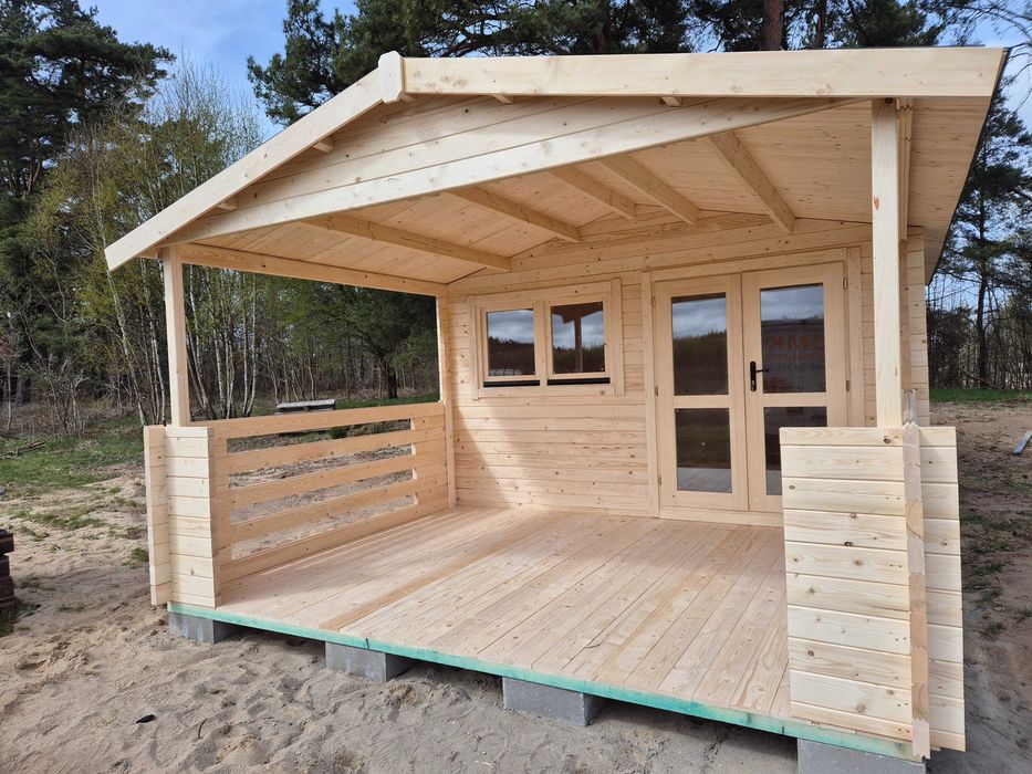dostepny od ZARAZ domek drewniany+TARAS* 7m x 4m*28 m2 *SCIANY aż 45mm
