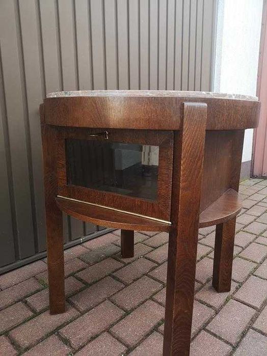 Stolik Barek Okrągły ART-DECO Dębowy Stary Antyk Po Renowacji Okazja.