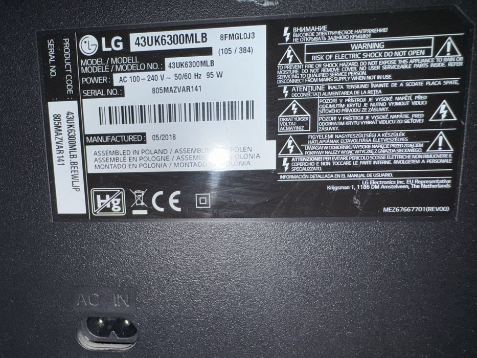 LG 43uk6300mlb 4K smart HDR