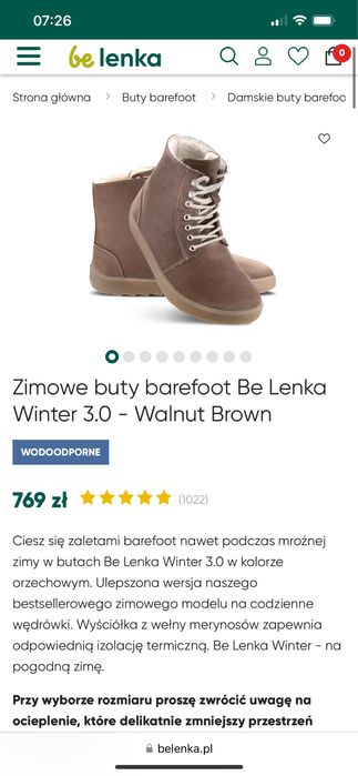 Zimowe buty barefoot Be Lenka Winter 3.0 Walnut Brown