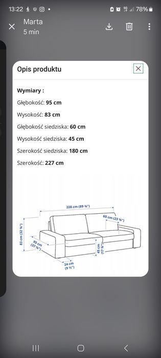 Sofa skórzana ikea Kivik