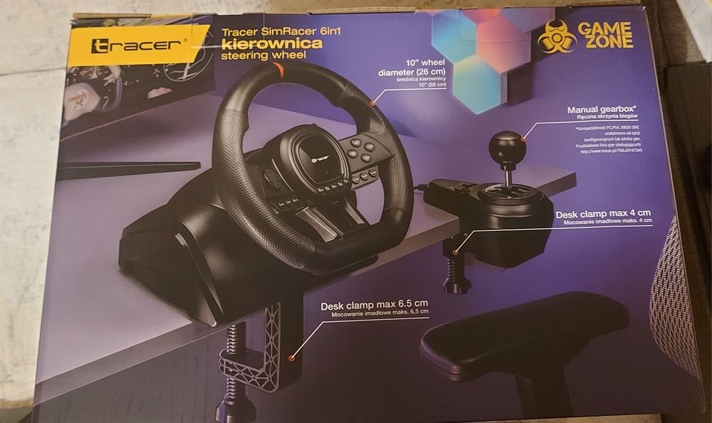 Ігрове кермо з педалями та коробкою передач Tracer SimRacer 6in1