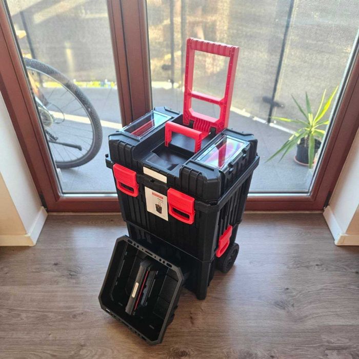 XXL Nowa Mocna Skrzynka Narzędziowa Na Kółkach Budowa+GRATIS Organizer