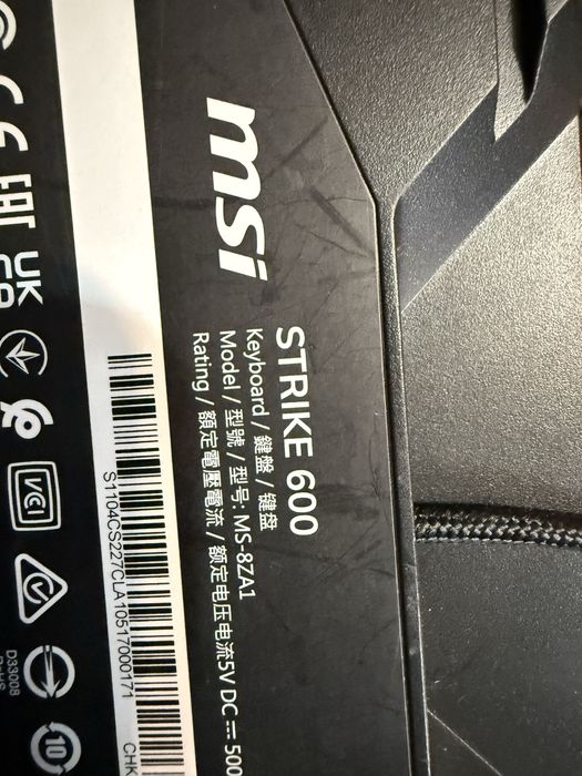 Клавіатура дротова ігрова MSI STRIKE 600, MSI STRIKE FORGE GK310