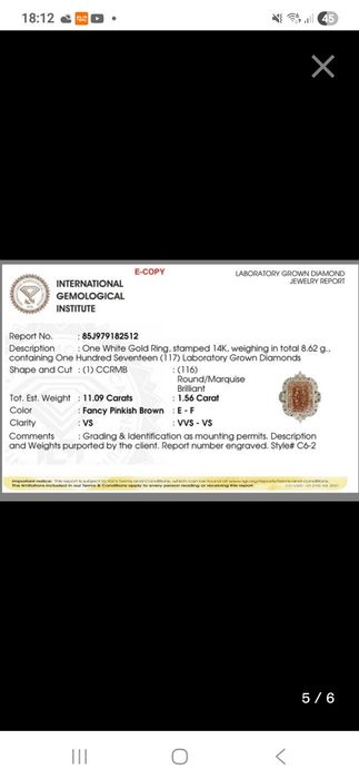 Złoty Nowy pierścionek 12.65 ct diament Fancy !