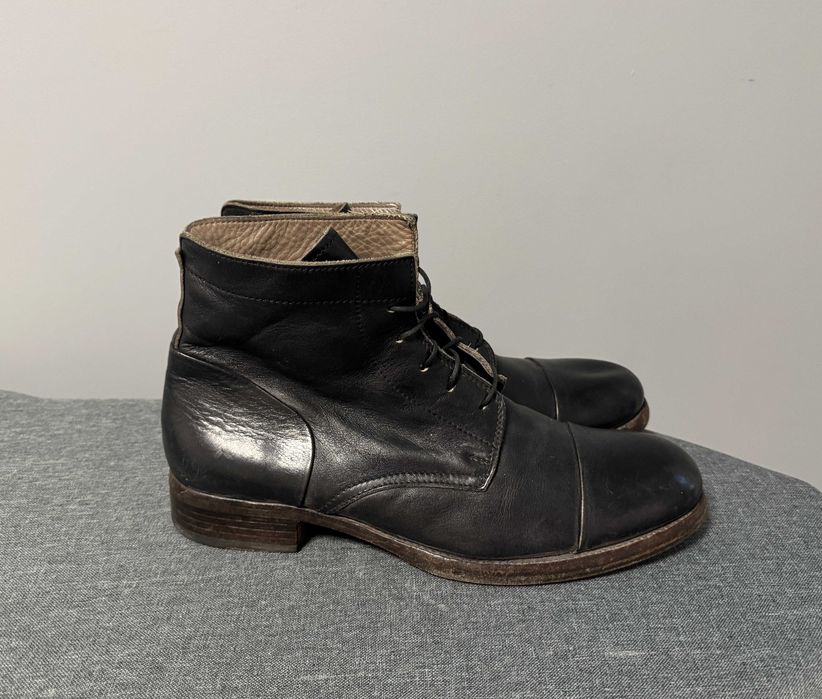 Botki Męskie Skórzane MOMA Men's Italian Leather Lace Up Ankle Boots Black Size 43