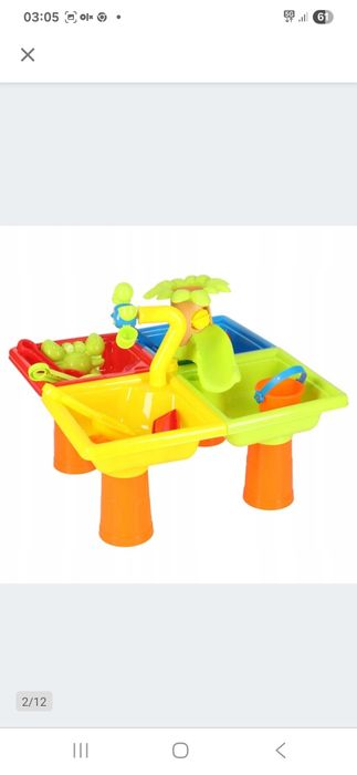 Stolik Wodny Piaskownica do Piasku 2w1 Zabawka dla Dzieci Łopatka Stoł