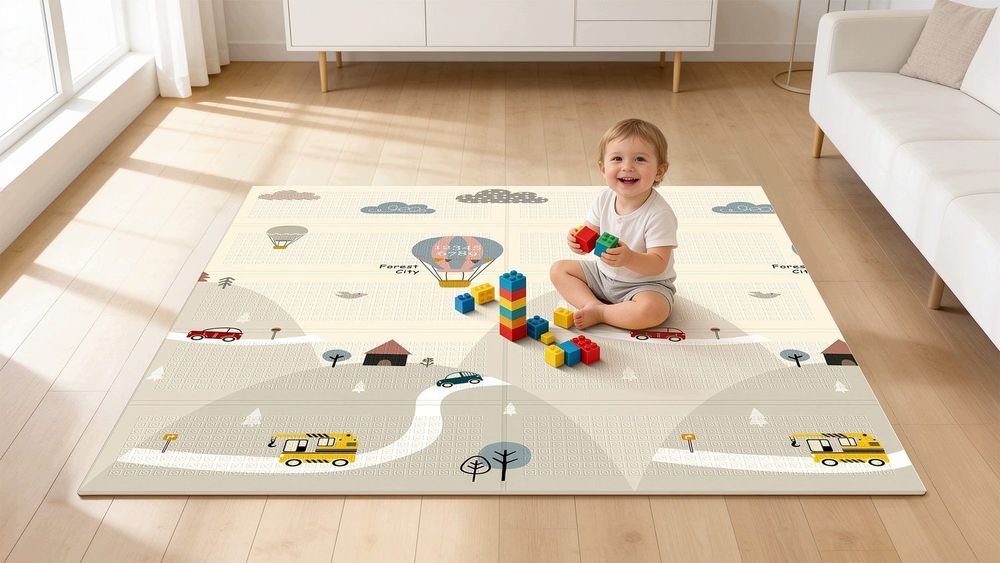 Mata edukacyjna piankowa 180x150 cm samochody pociągi