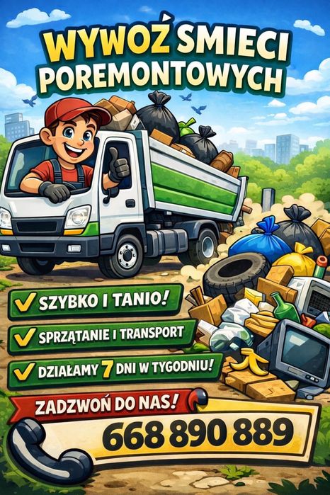 Wywóz śmieci poremontowych meble, transport