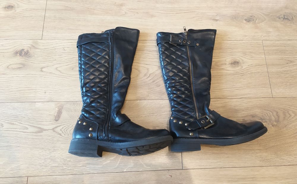 Kozaki, bikery, rozmiar 36, buty na obcasie, długie kozaki, czarne