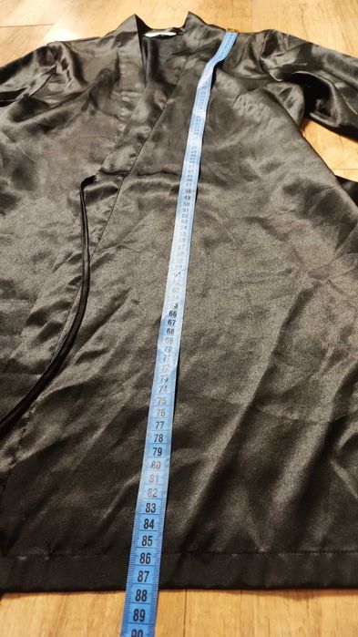 Czarny szlafrok midi Marks & Spencer • klasyczny fason • M