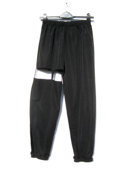 Стильные модные чёрные брюки на резинке высокая талия S M