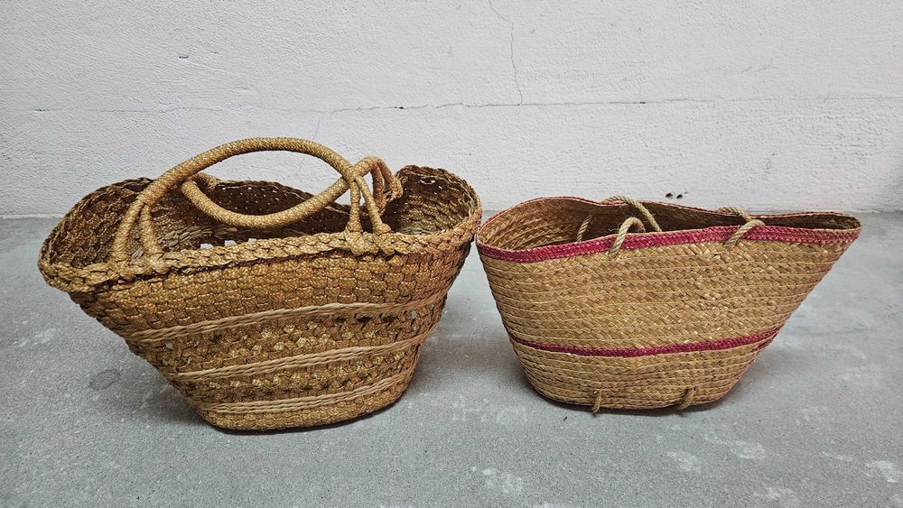 Cestos artesanais em palha natural (2 unidades) – decoração rústica