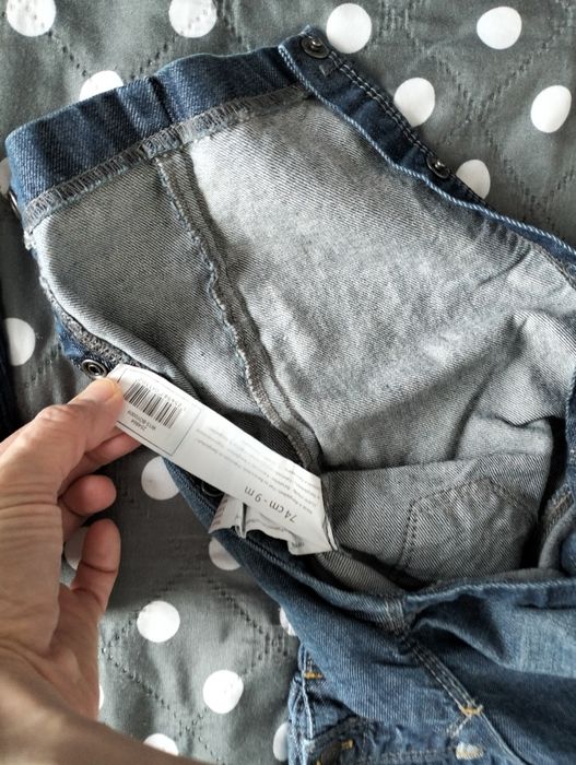 Ogrodniczki chłopięce, niemowlęce, jeans, granat, lupilu, r. 74