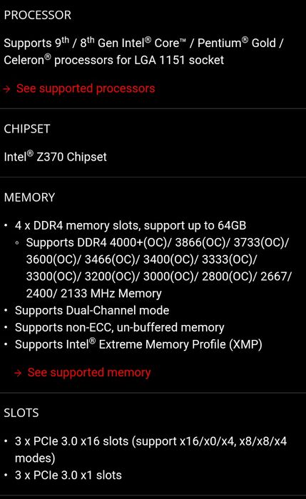 Motherboard MSI z370 pro gaming carbon
