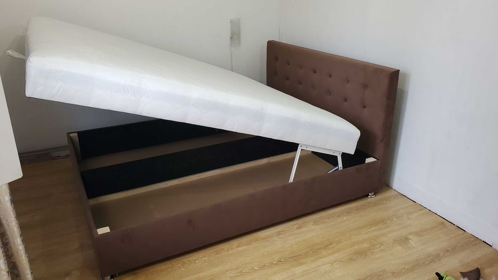 Кровать "Кира" кремовый с современным дизайном. Ліжко, Доставка занос