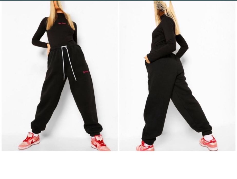 Czarny komplet dresowy set body spodnie dres M 38 L 40 boohoo