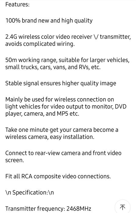 Wireless Video Transmitter Receiver Camara