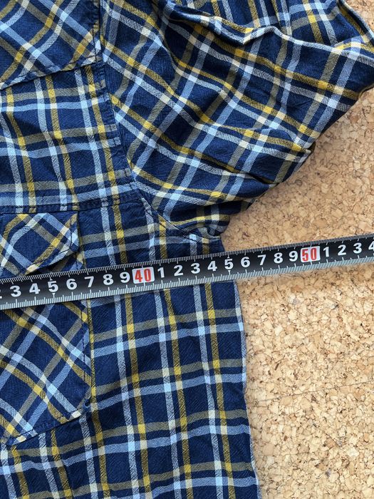 Camisa Flanela aos Quadrados Azul e Amarelo M