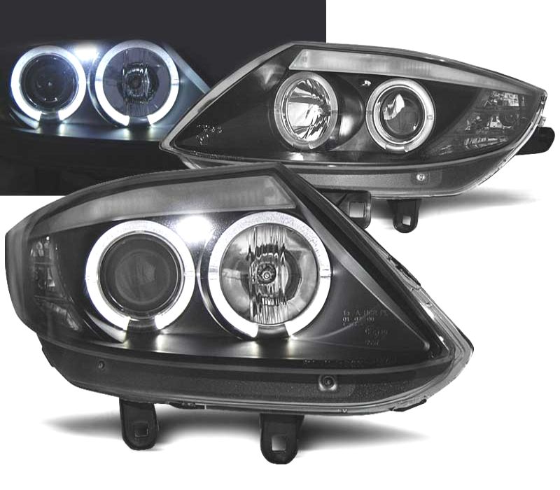 FARÓIS BMW Z4 E85 03-09 ANGEL EYES FUNDO PRETO LED