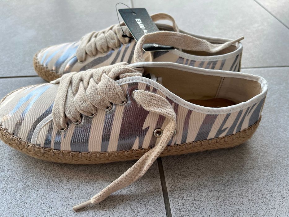 damskie buty EMU Australia espadryle zebra złota rozm 38
