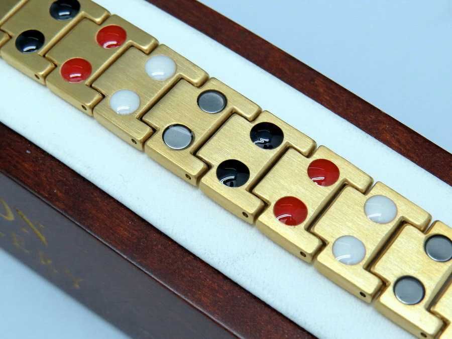 Elegancka ZŁOTA ZDROWOTNA bransoleta bransoletka męska MAGNETYCZNA !