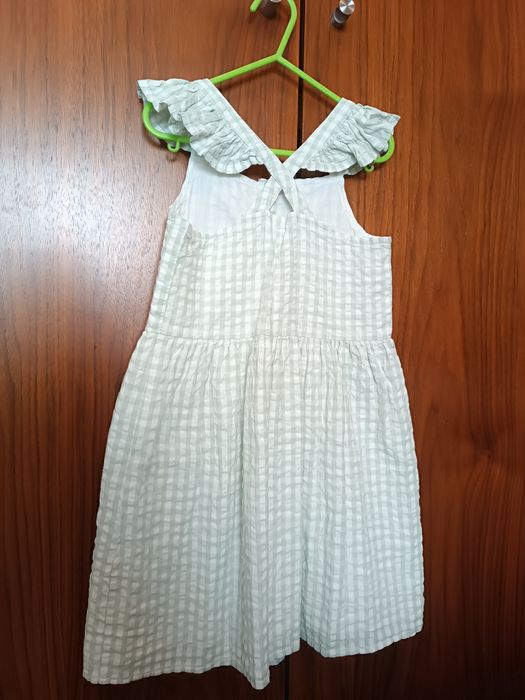 Vestido xadrez verde e branco