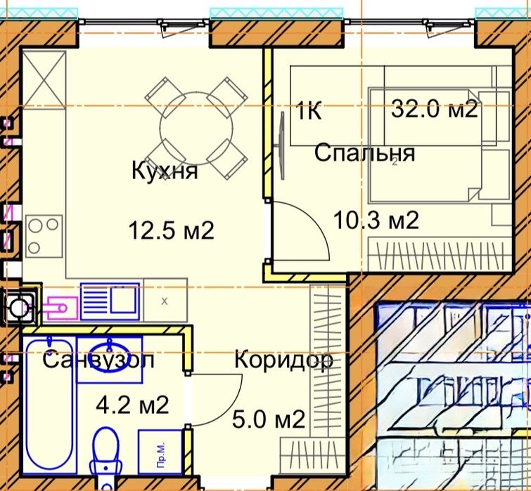 Однокімнатна квартина Район Льонокомбінату