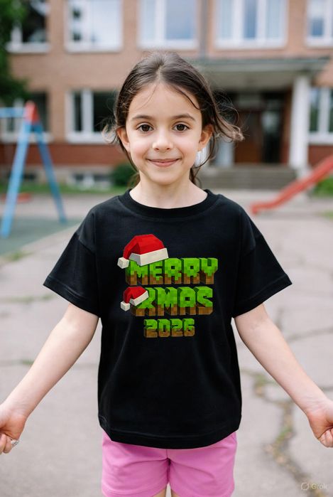 Koszulka dziecięca czarna Steve i minecraft prezent święta 152