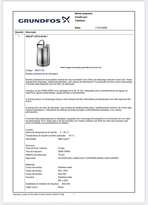 Bombas submersíveis para águas residuais